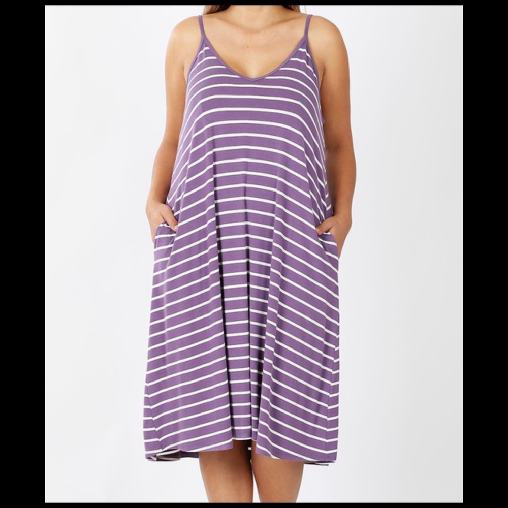 Curvy V-Neck Cami Knee Length Dress